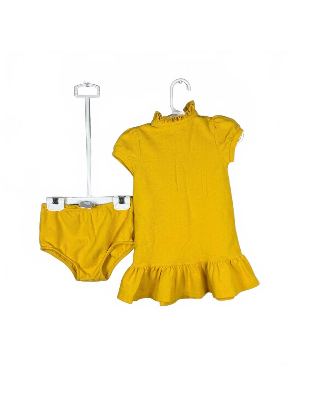 Ralph Lauren Baby Girl 18M Yellow Purple Pony Polo Dress Bloomers Set - Picture 3 of 6